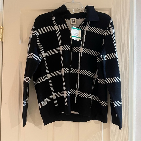 Anne Klein Sweaters - Women’s Anne Klein Black/Ivory Sweater Zip Up Size Large NWT